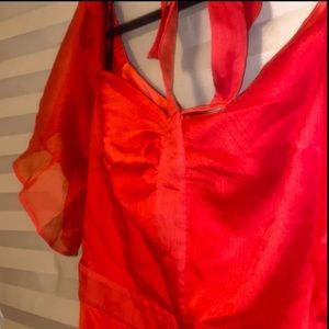 bebe Mini A-Line Red Cocktail Dress 14 Small Tear at Waist